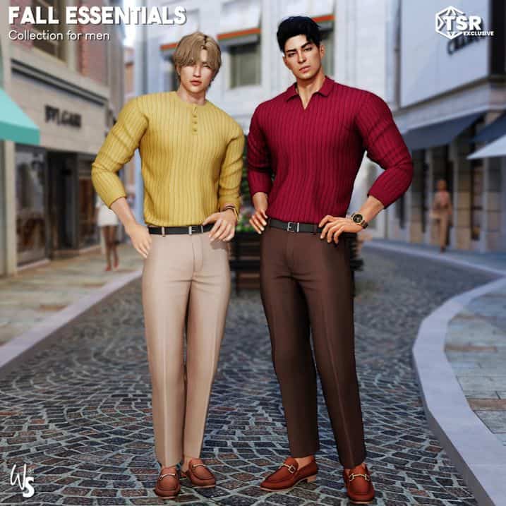 male sims dressed in fall clothes