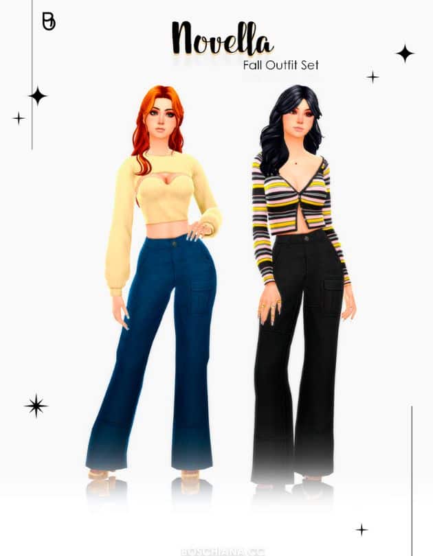 female sims wearing fall outfits