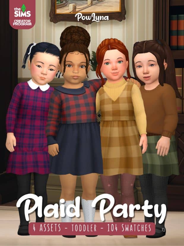 sim toddlers wearing clothing with plaid patterns