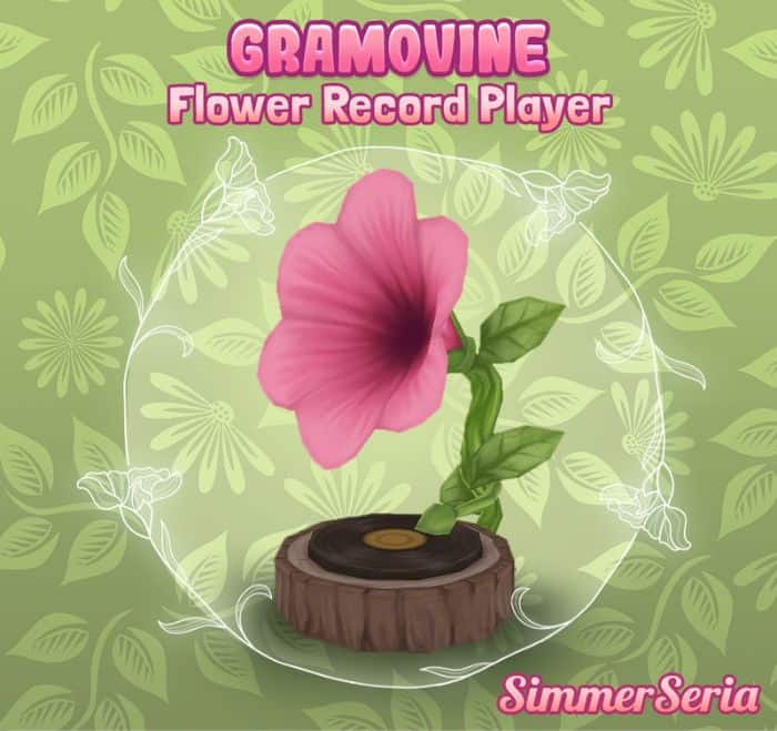 a pink flower shaped record player