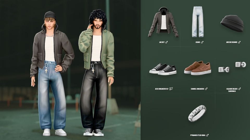 male Sims wearing jeans and open jackets
