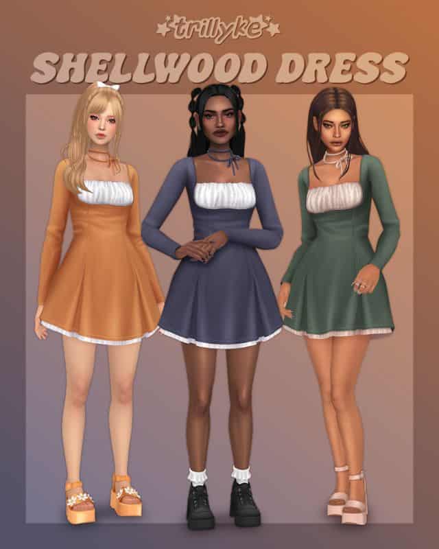 female sims wearing semi-formal mini dresses