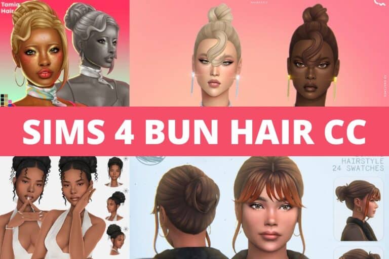 sims 4 bun hair cc collage