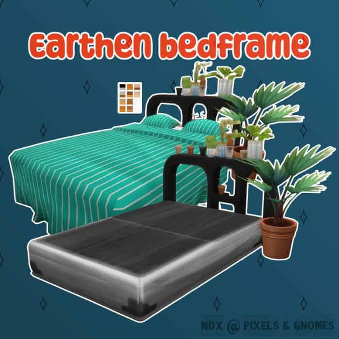 two bedframes with plants and pots around them