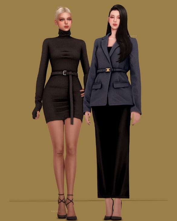 female sims dressed in chic business-ready attire