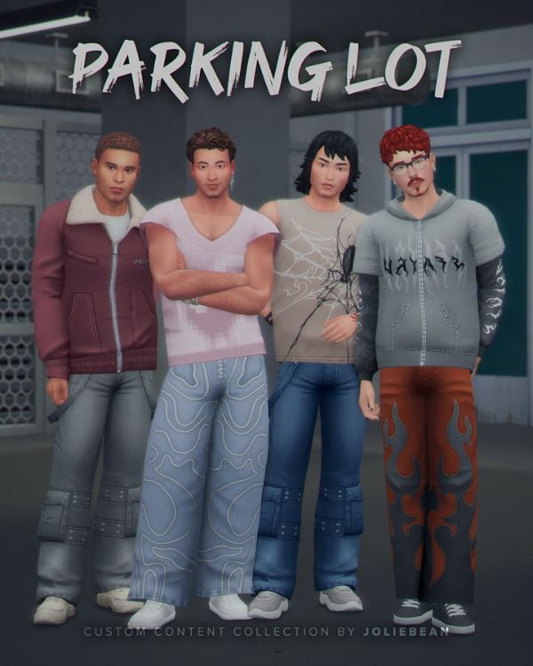 male sims dressed in casual streetwear clothing