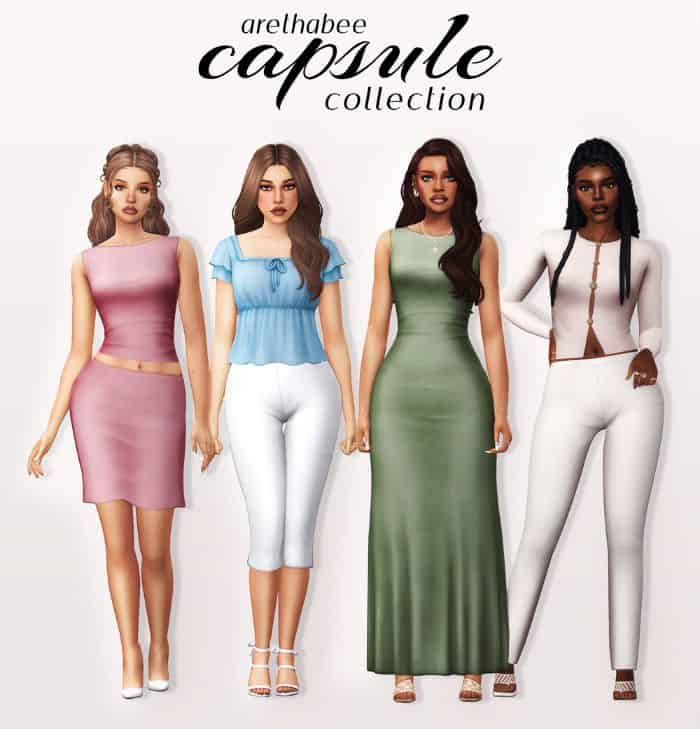 female sim wearing modern and stylish outfits