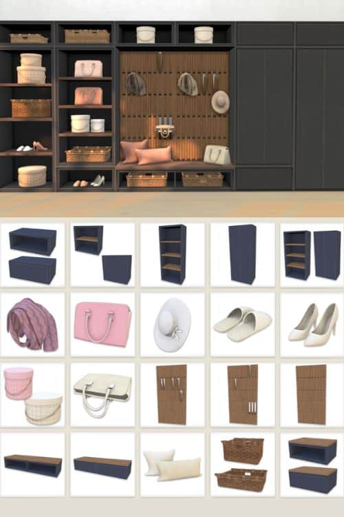 a charcoal cabinet and entryway storage setup