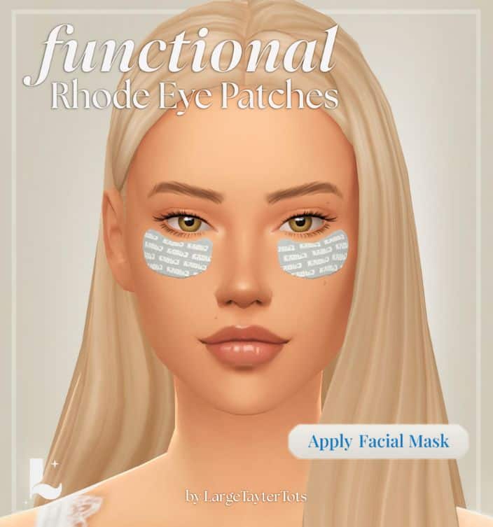 female sim wearing Rhode eye patches