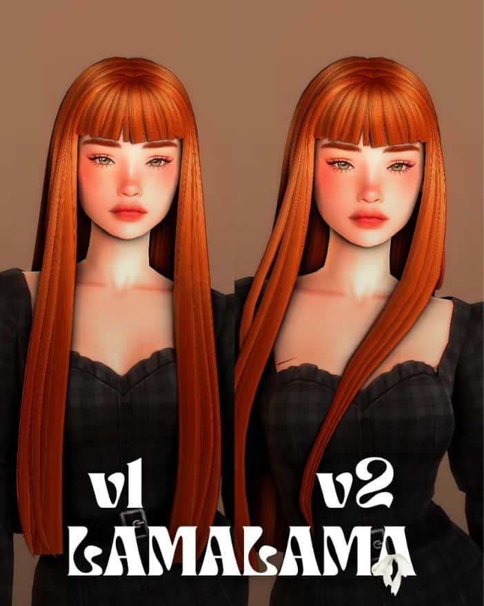 redhead female sims with smooth long hair and bangs