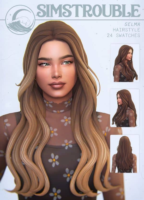 female sim with long, soft waves