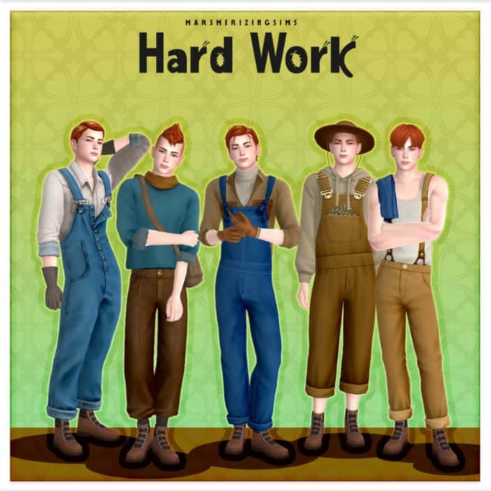 male sims dressed in work clothes