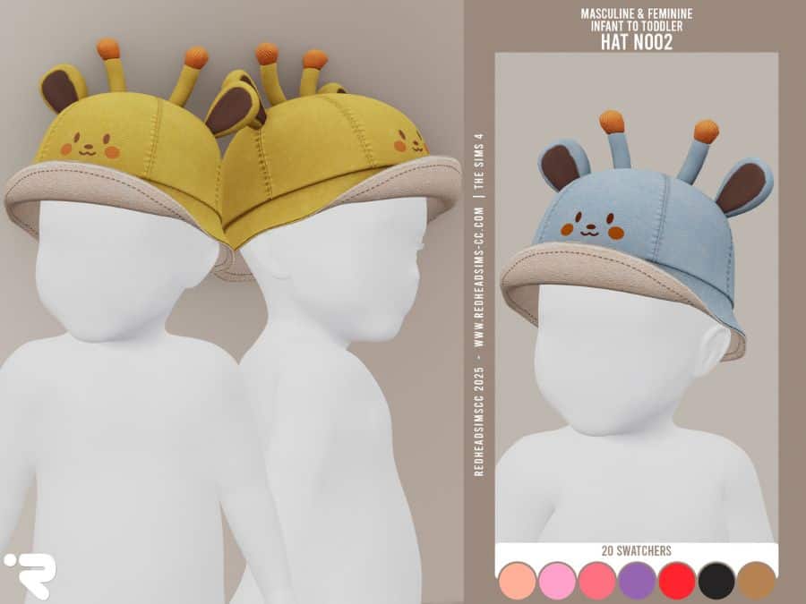 giraffe-themed infant and toddler hat