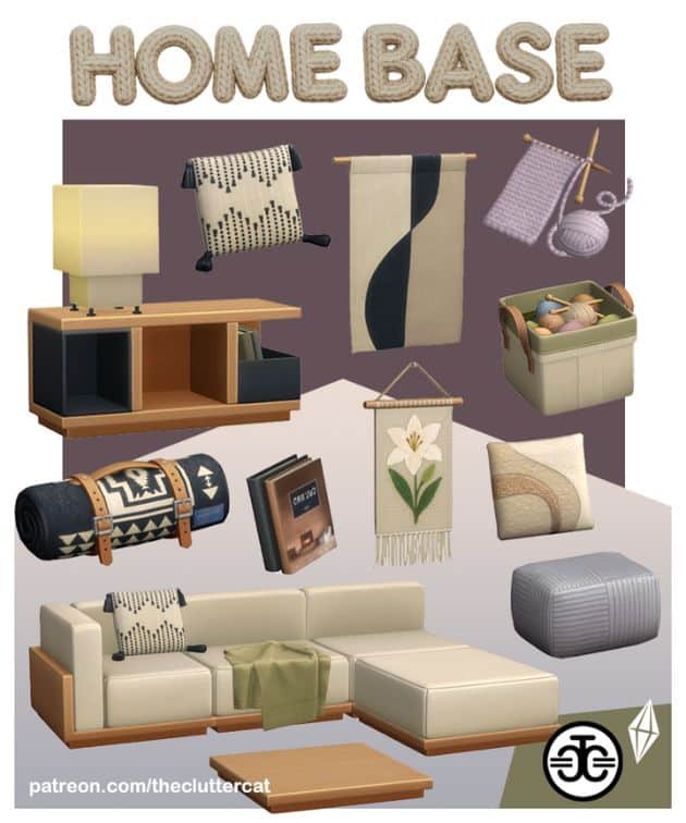 collage of living room furniture and decor pieces