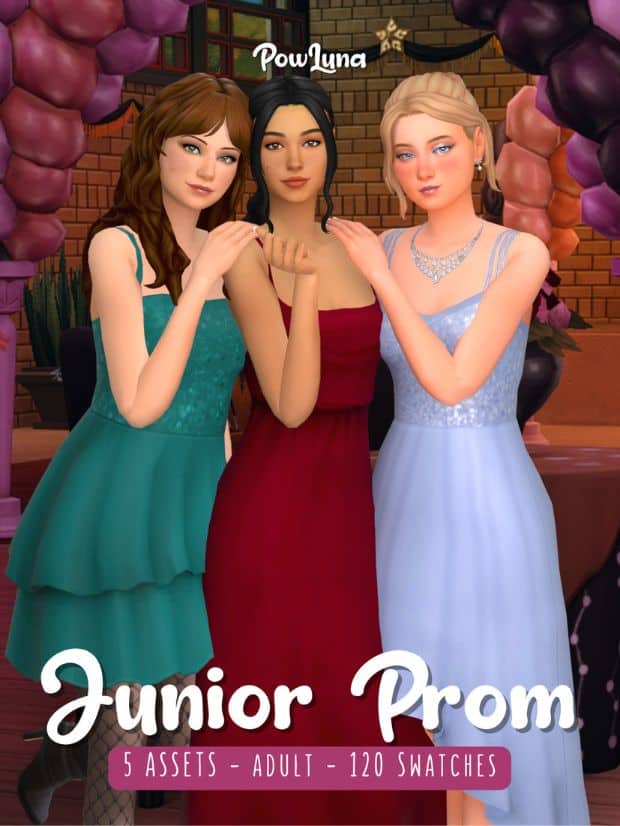 three female teens dressed for Junior Prom