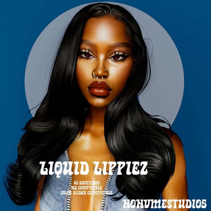 black female sim with shiny brown lipstick