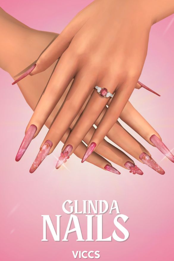 long, pink shiny nails