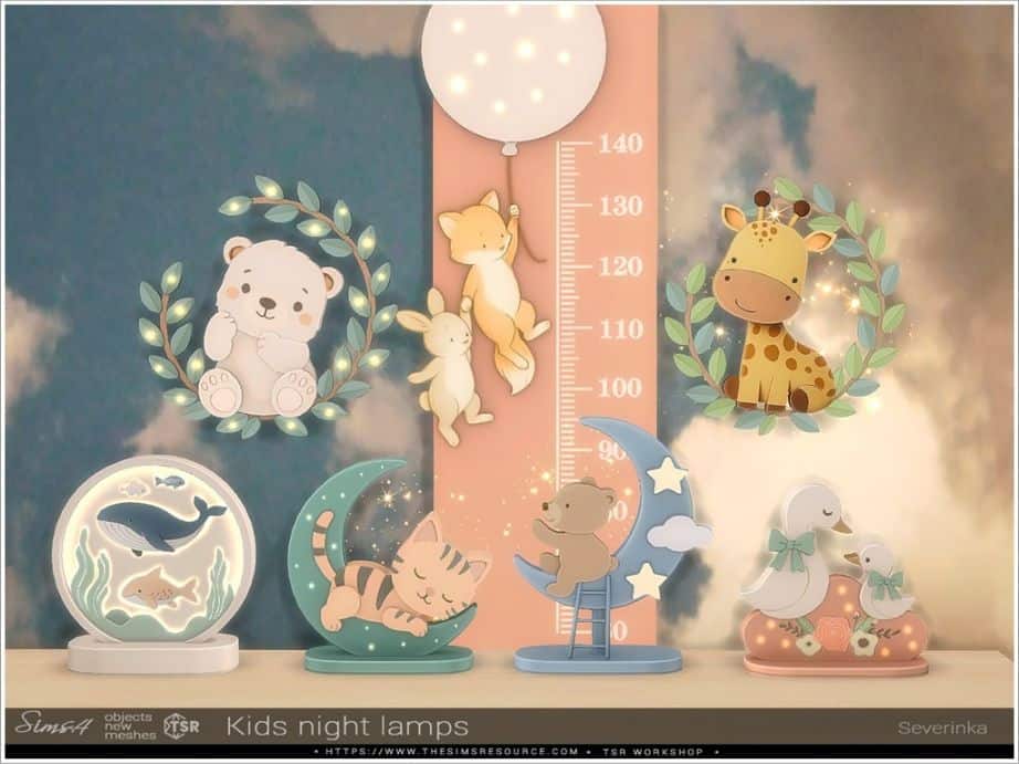 a collection of animal-shaped night lamps