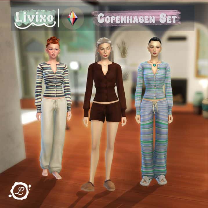 female sims wearing casual clothing