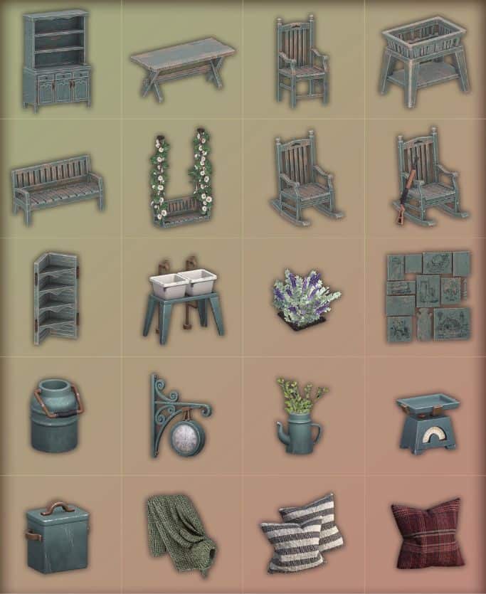 a collage of farm style furniture and decor pieces