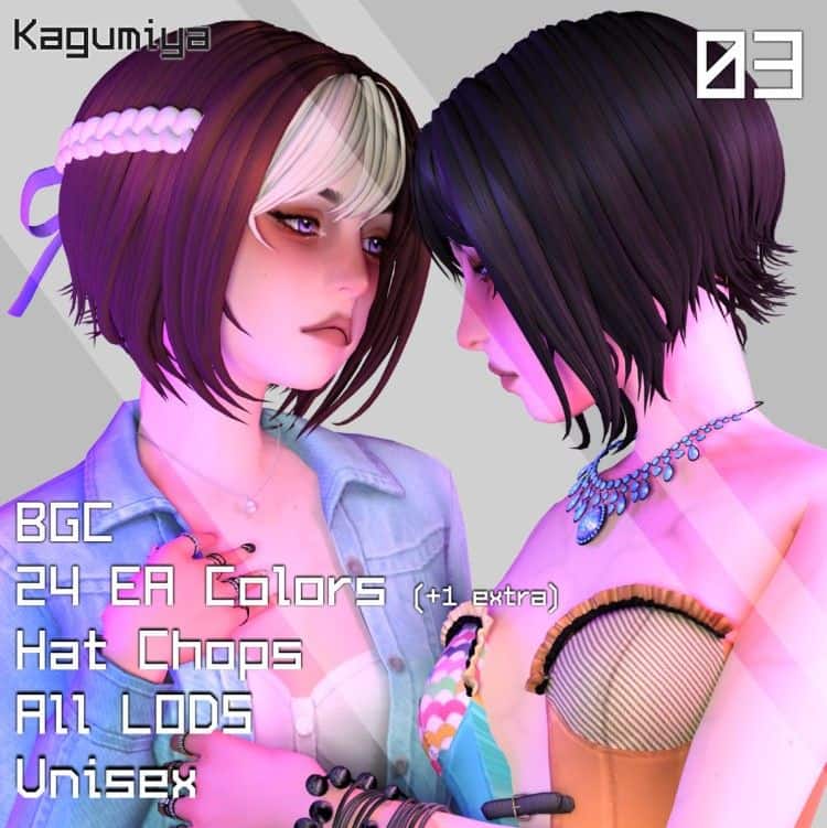 female sims with short chin length hairstyle