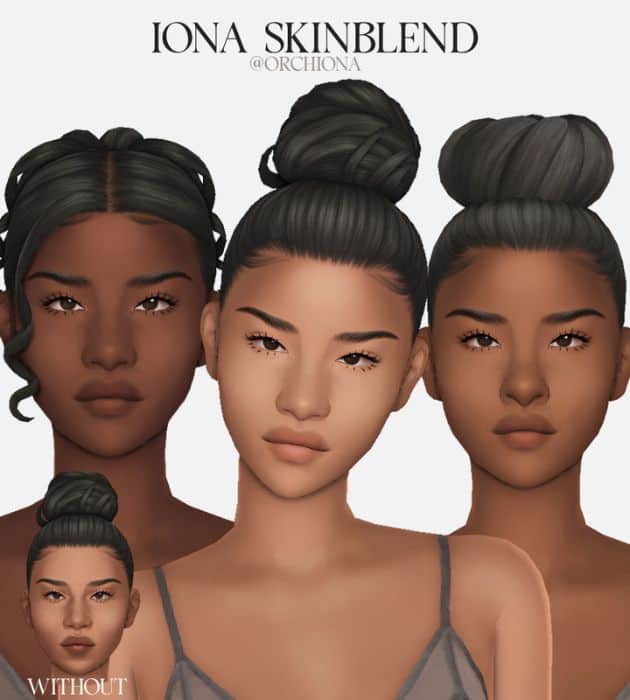 female sim with smooth skin