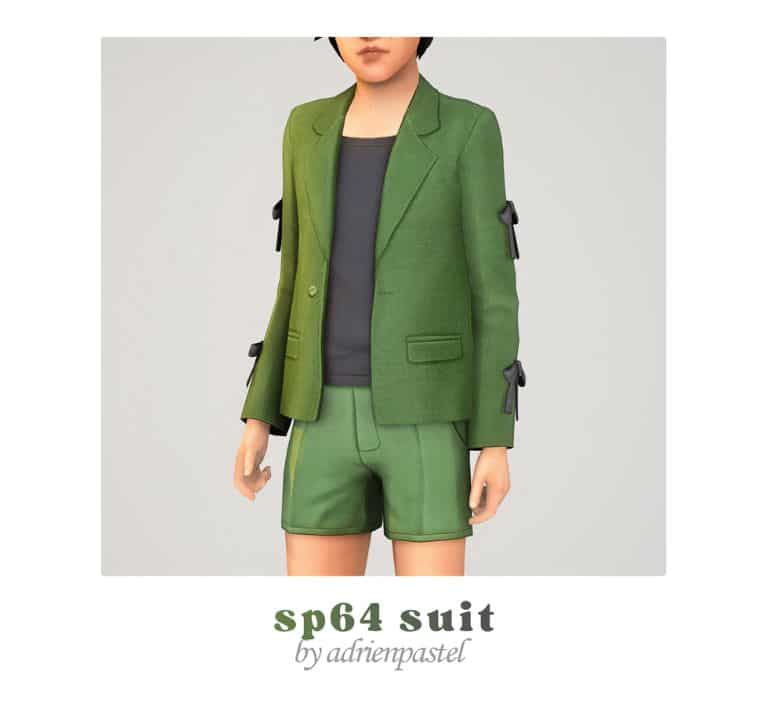 sim kid wearing a green blazer and shorts