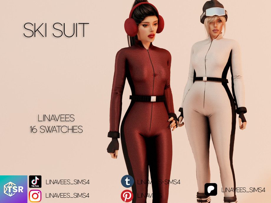 female sims wearing ski suits