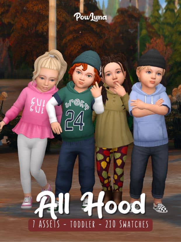 four toddler wearing different styles of hoodies
