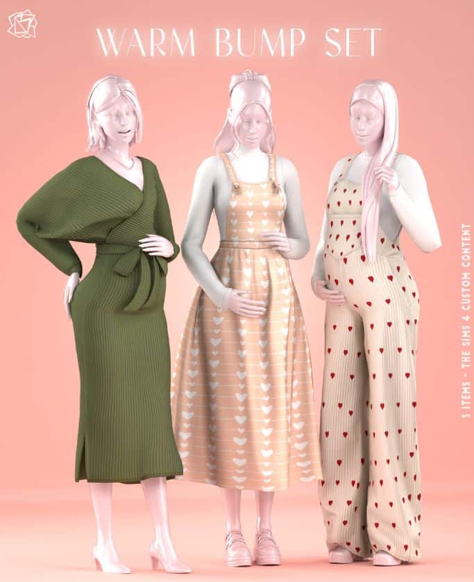 three mannequins wearing maternity clothes