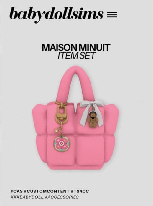 a pink bag with bag charms