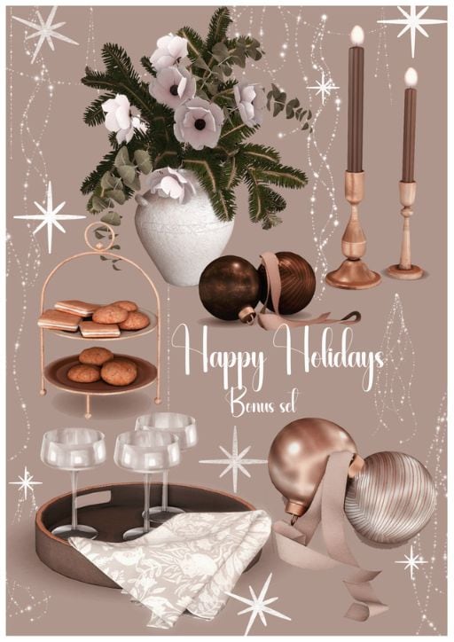 collage of mixed holiday decor pieces