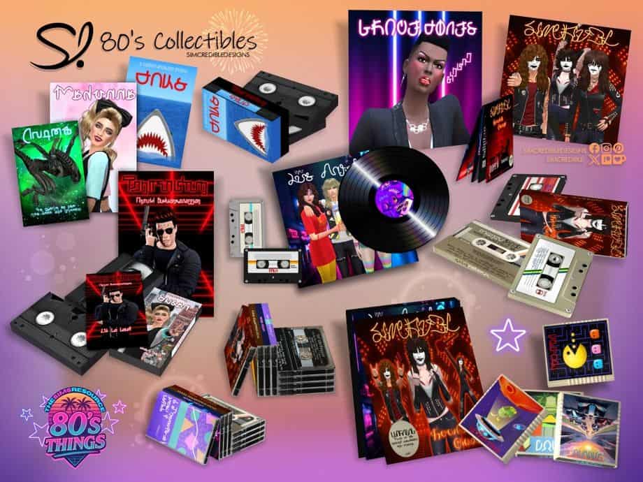 collage of mixed 80s collectibles