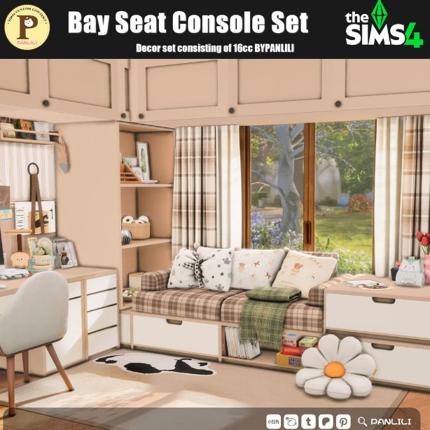 a bedroom with a beat seat