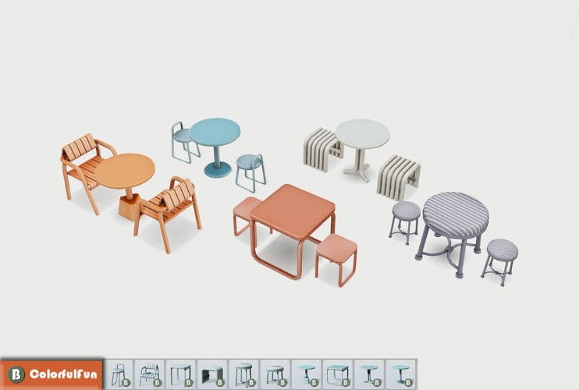 five colorful and small dining sets