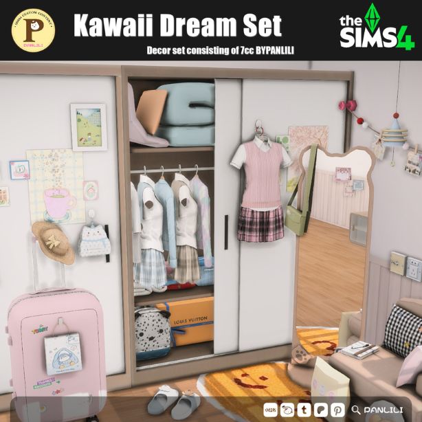 a bedroom with Kawaii-themed decor