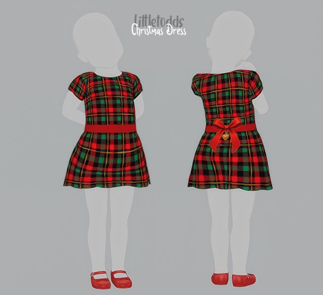 a mannequin wearing a plaid Christmas dress