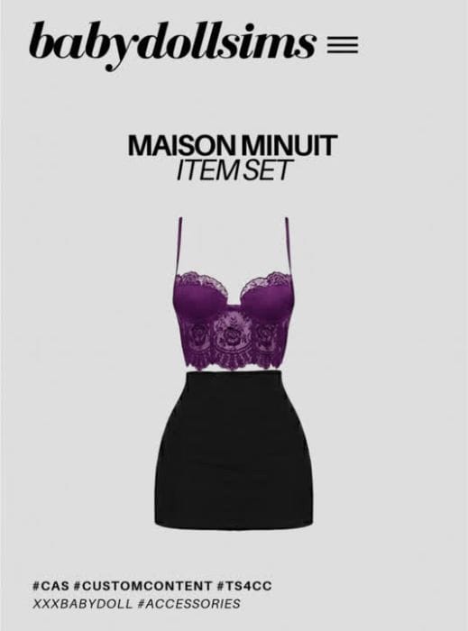 a mini dress with purple lace details in top portion