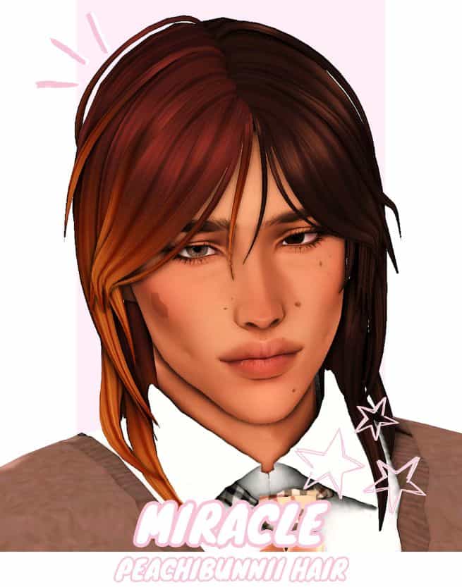 male sim with layered, multi-tone hair