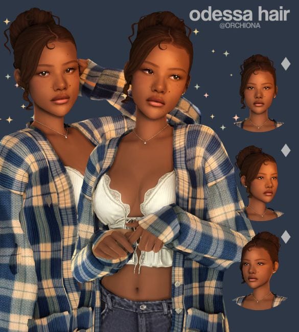 black female sim with with bun hairstyle