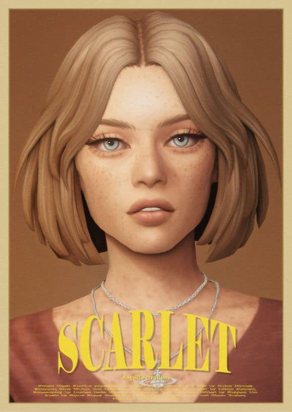 female sim with a layered bob hairstyle