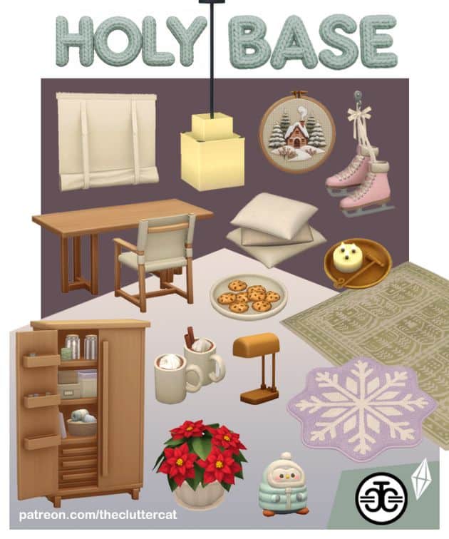 collage of furniture and winter-themed decor pieces