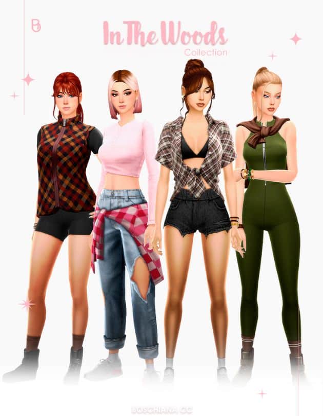 female sims wearing casual street wear clothes
