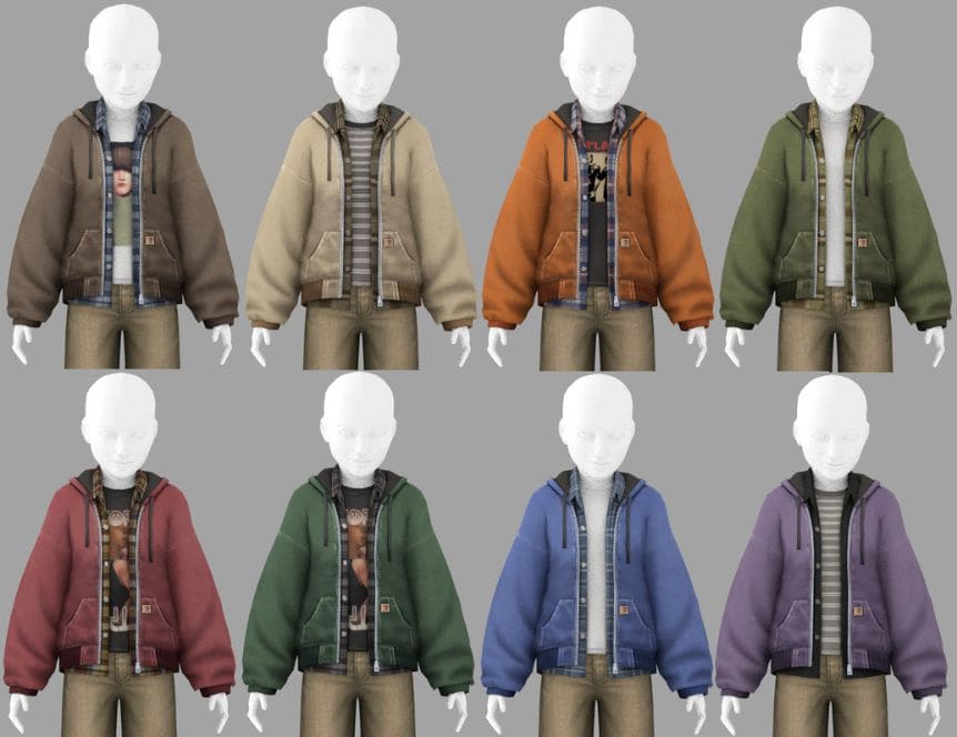 kids size mannequins wearing different color jackets