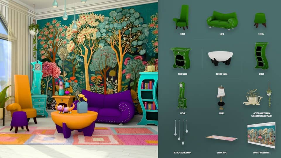 a colorful living room setup