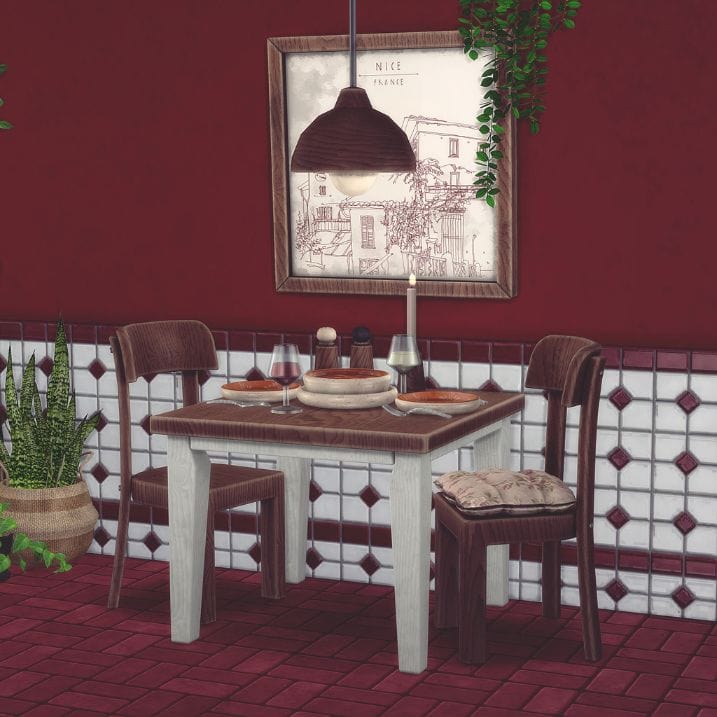 a small bistro dining setup