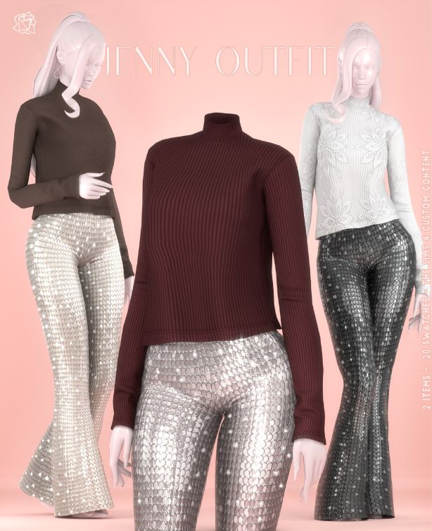 mannequins wearing long sleeves tops and sequins pants