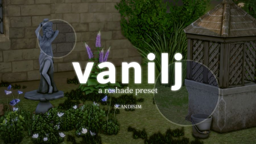 a garden shown with a warm and glory reshade