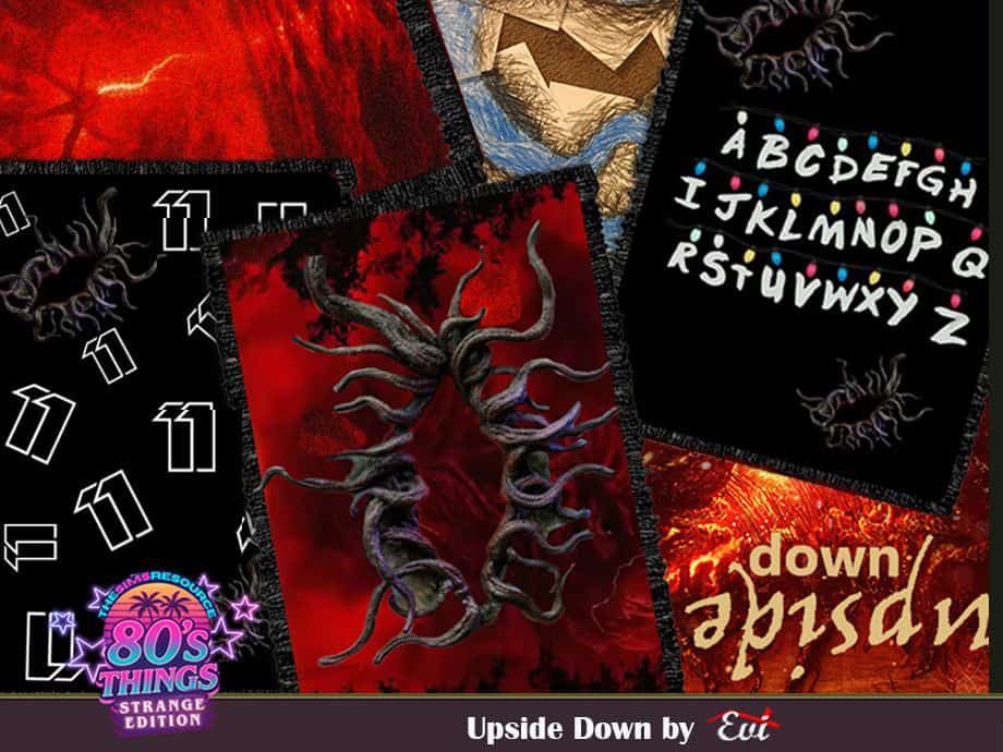 collage of mixed Stranger Things-inspired rugs