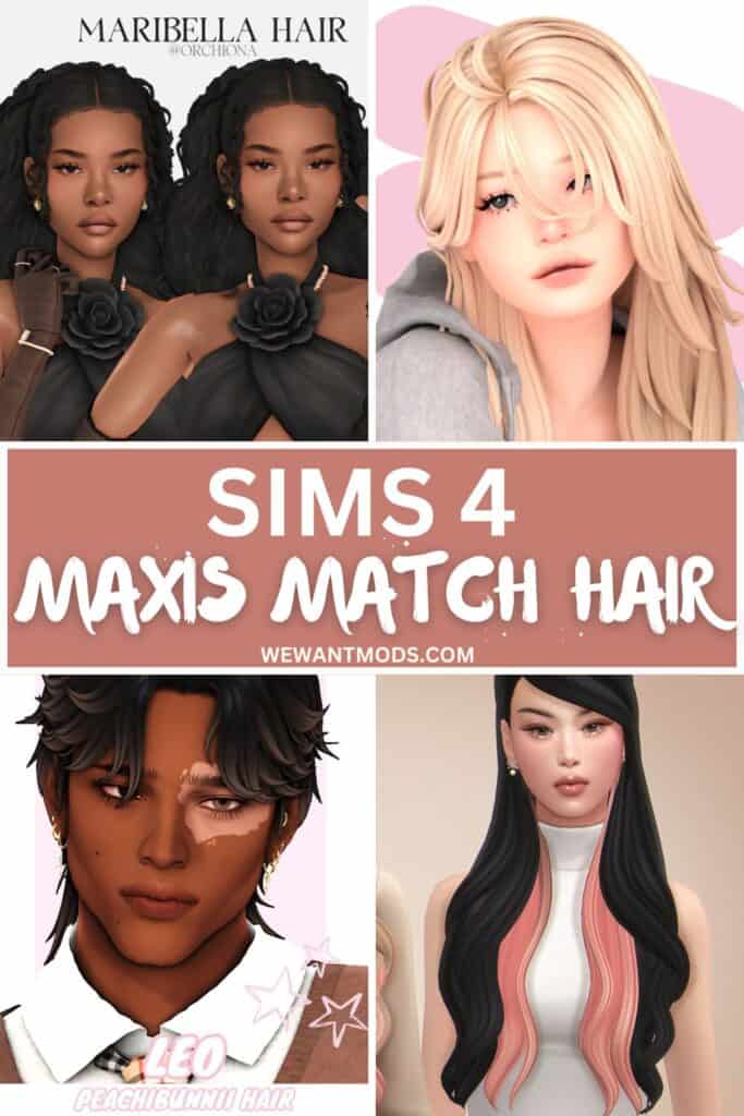 sims 4 maxis match hair Pinterest pin